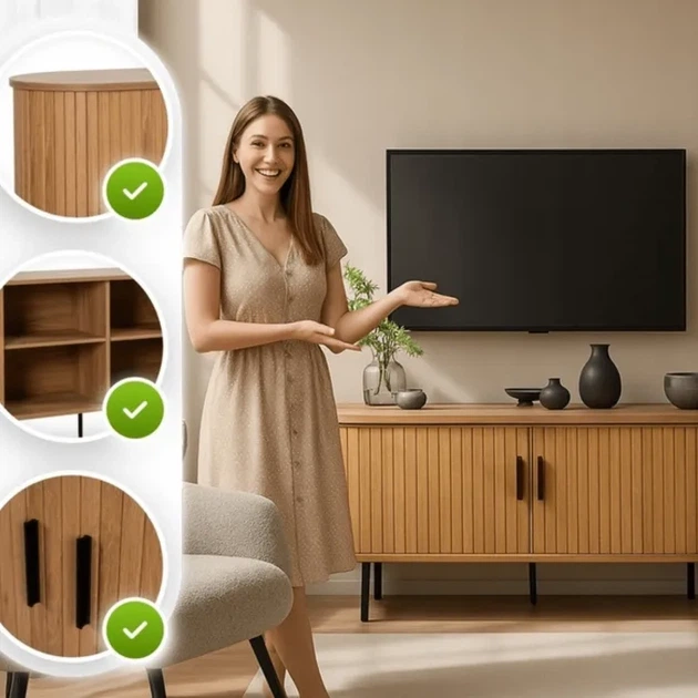 Тумба под телевизор MEBEL ELITE TRISH 120 см Дуб ME.TRISH/D/RTV120 - изображение 3