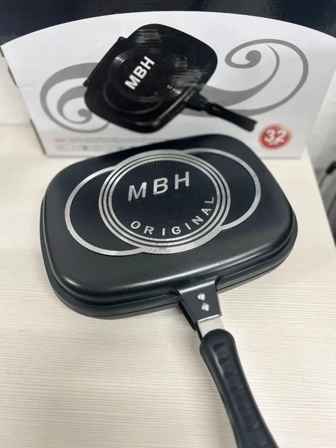 Сковорода-гриль двостороння 32 см Double Grill Pan, Сковорода з антипригарним покриттям для гриля та смаження. - зображення 3