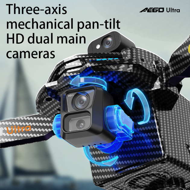 Профессиональный Квадрокоптер AE60 с дальностью 10 км, 4K камерой 3-осевым стабилизатором и экраном в пульте - Фото 6 Профессиональный Квадрокоптер AE60 с дальностью 10 км, 4K камерой 3-осевым стабилизатором и экраном в пульте - изображение 6