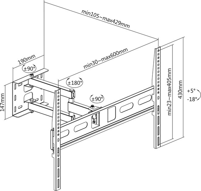 Настінне кріплення Cabletech UCH0199-1 37" - 70" (5901890036702) - зображення 9