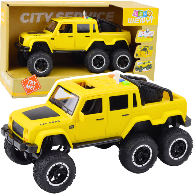 Zabawka LEAN Toys Samochód terenowy z napędem frykcyjnym oraz ze światłami i dźwiękami 6 x 6 1:16 Żółty 22975 (5905991053248) - obraz 2