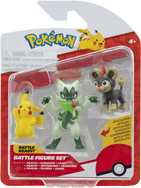 Zestaw figurek Jazwares Pokemon Battle Figure Pikachu + Floragato + Litleo (0191726756019) - obraz 1