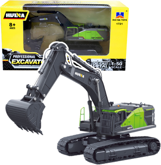 Іграшка Huina Гусеничний екскаватор металевий 1:50 Зелений 22760 (5905991051091) - зображення 2