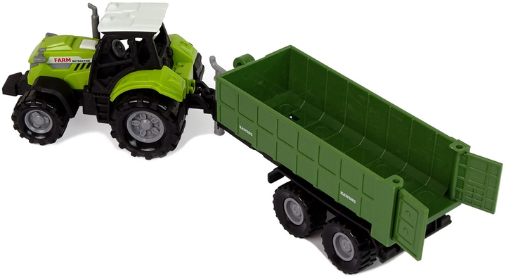 Іграшка LEAN Toys Ферма Трактор з від'ємним причепом зі звуком Зелений 11111 (5905214974091) - зображення 4