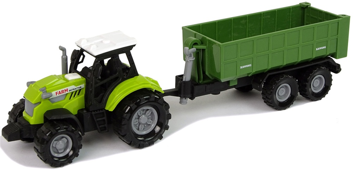 Іграшка LEAN Toys Ферма Трактор з від'ємним причепом зі звуком Зелений 11111 (5905214974091) - зображення 6