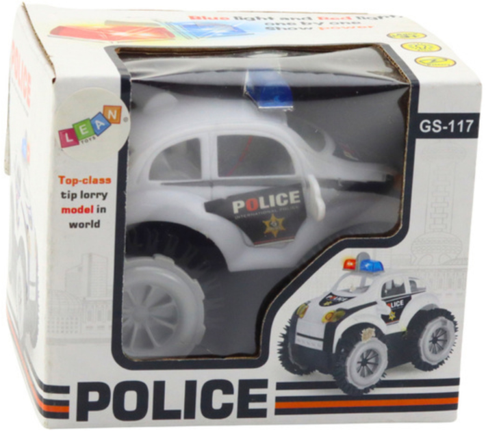 Zabawka LEAN Toys Autko policyjne przewrotek z czujnikiem przeszkód i z obrotem 360° oraz ze światłami i dźwiękami Białe 24768 (5905991058182) - obraz 1