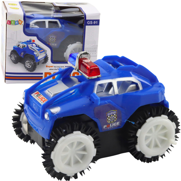 Zabawka LEAN Toys Autko policyjne przewrotek z czujnikiem przeszkód I z obrotem 360° oraz ze światłami i dźwiękami Niebieskie 24769 (5905991058199) - obraz 2