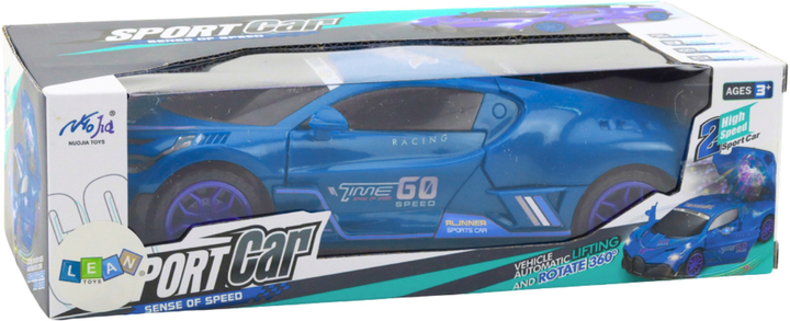 Zabawka LEAN Toys Auto sportowe z czujnikiem przeszkód i kulą LED obrotem 360° ze światłami i dźwiękiem Niebieskie 24771 (5905991058212) - obraz 1