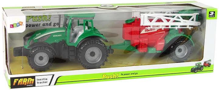 Zabawka LEAN Toys Ciągnik rolniczy z opryskiwaczem z napędem frykcyjnym Zielono-czerwony 14839 (5905515353045) - obraz 1