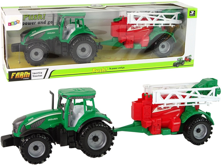 Zabawka LEAN Toys Ciągnik rolniczy z opryskiwaczem z napędem frykcyjnym Zielono-czerwony 14839 (5905515353045) - obraz 2