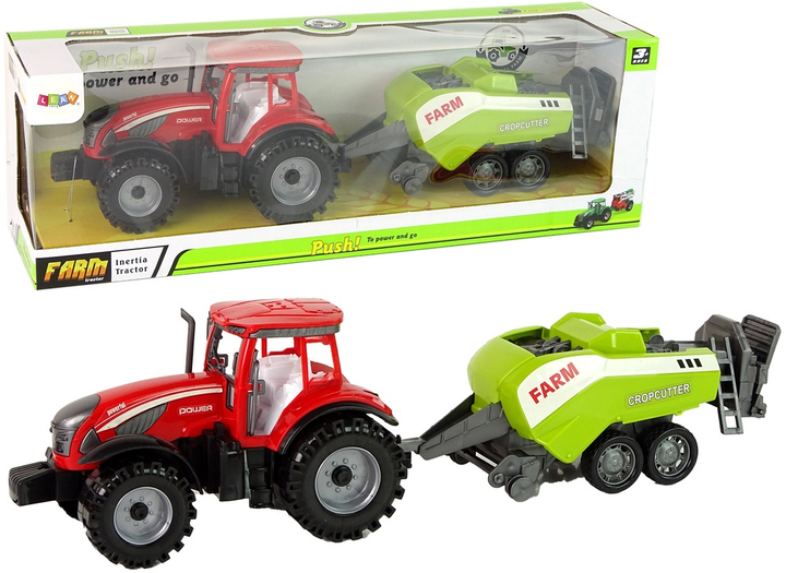Zabawka LEAN Toys Ciągnik rolniczy z siewnikiem z napędem frykcyjnym Czerwono-zielony 14838 (5905515353038) - obraz 2
