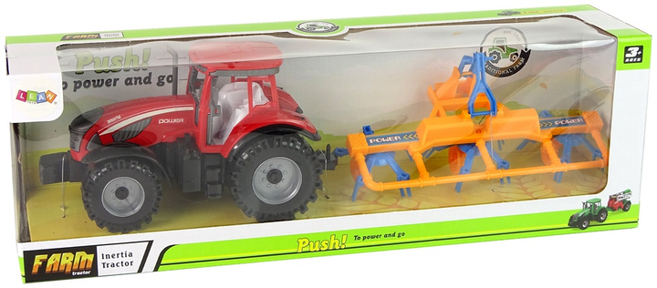 Zabawka LEAN Toys Ciągnik ze zgrabiarką z napędem frykcyjnym Czerwony 14837 (5905515353021) - obraz 1