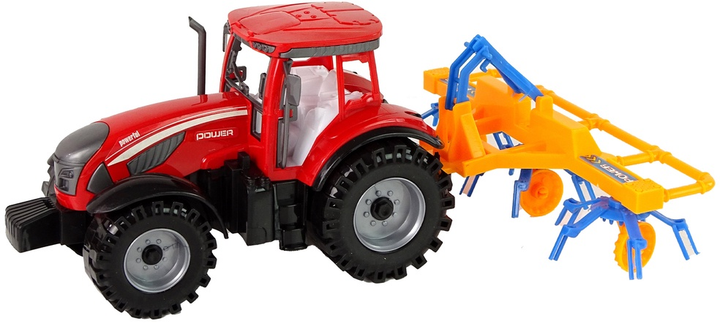 Zabawka LEAN Toys Ciągnik ze zgrabiarką z napędem frykcyjnym Czerwony 14837 (5905515353021) - obraz 3