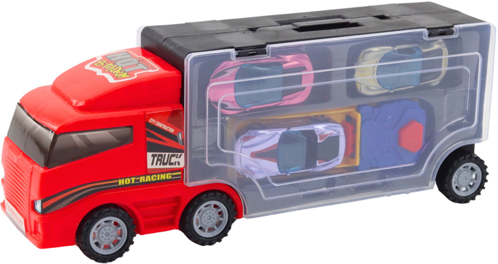 Zabawka LEAN Toys Ciężarówka z garażem i wyrzutnią oraz z 3 autkami Czerwona 24785 (5905991058359) - obraz 3