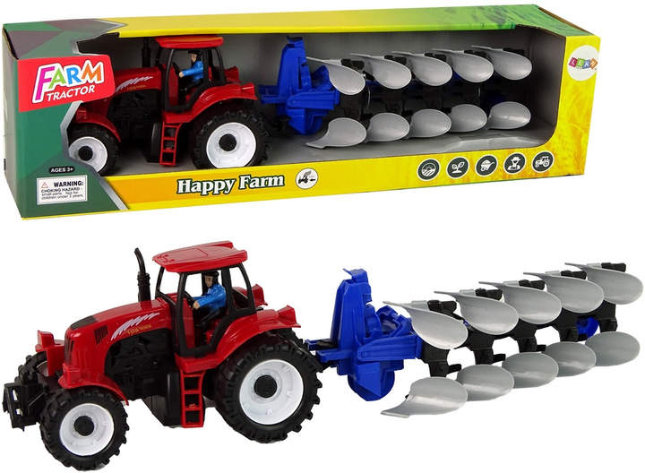 Zabawka LEAN Toys Farma Traktor z pługiem Czerwony 14851 (5905515353168) - obraz 2