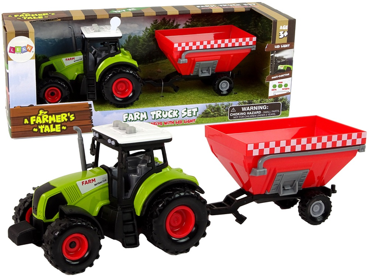 Zabawka LEAN Toys Farma Traktor z odpinaną przyczepą na zboże z dźwiękiem Zielony 15217 (5905515356022) - obraz 2