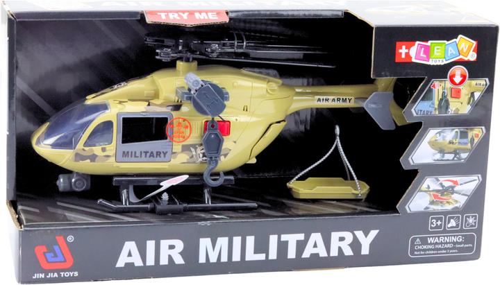 Zabawka LEAN Toys Helikopter wojskowy militarny z hakiem i noszami oraz ze światłami i dźwiękami 1:14 21467 (5905991038634) - obraz 1