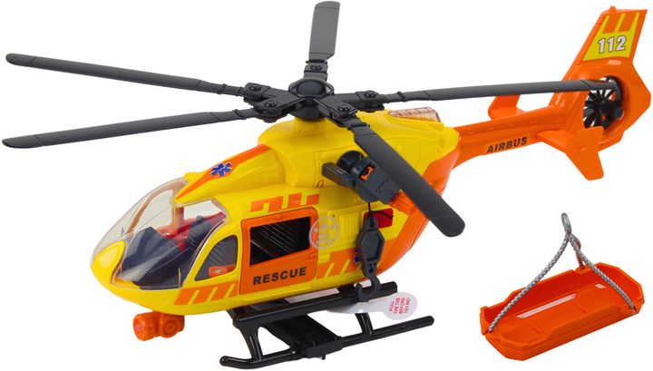Zabawka LEAN Toys Helikopter ratunkowy z hakiem i noszami oraz ze światłami i dźwiękami Pomarańczowy 1:12 21460 (5905991038566) - obraz 3
