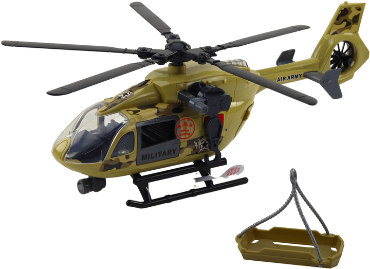 Zabawka LEAN Toys Helikopter wojskowy militarny z hakiem i noszami oraz ze światłami i dźwiękami 1:14 21467 (5905991038634) - obraz 3