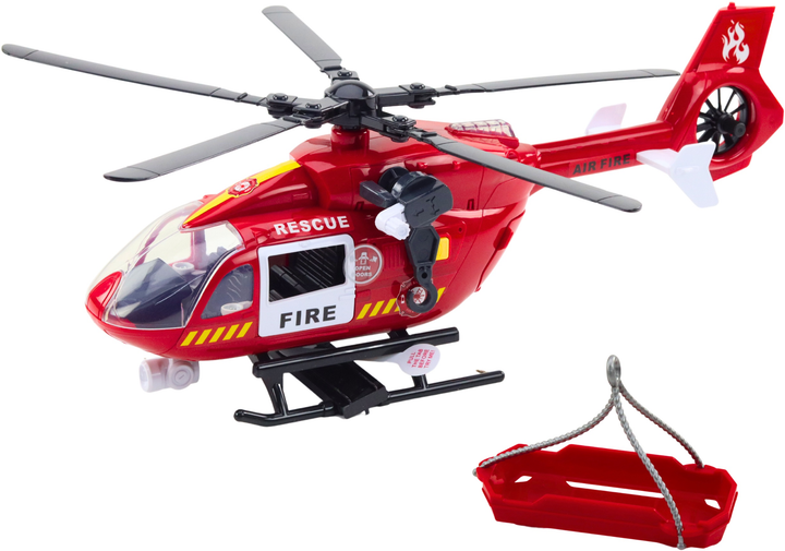Zabawka LEAN Toys Helikopter straży pożarnej z hakiem I noszami oraz ze światłami i dźwiękami 1:12 21462 (5905991038580) - obraz 3