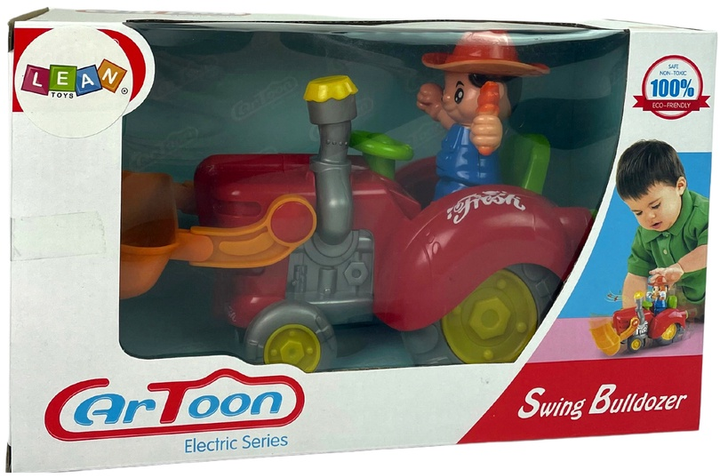 Zabawka LEAN Toys Interaktywny traktor koparka na baterie z muzyką i światłami 12089 (5904665997956) - obraz 1