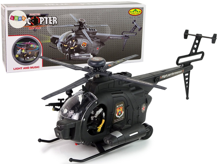 Zabawka LEAN Toys Helikopter wojskowy ze skrzydłami oraz ze światłami na baterie 12421 (5905214970086) - obraz 2