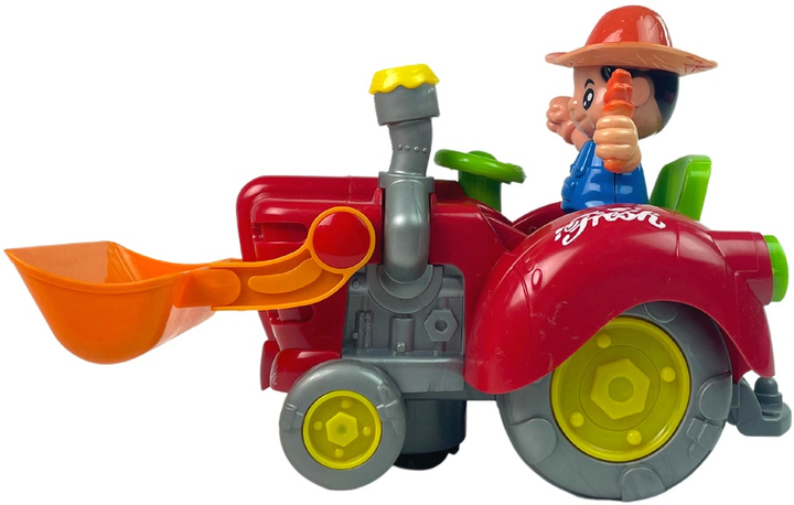 Zabawka LEAN Toys Interaktywny traktor koparka na baterie z muzyką i światłami 12089 (5904665997956) - obraz 4