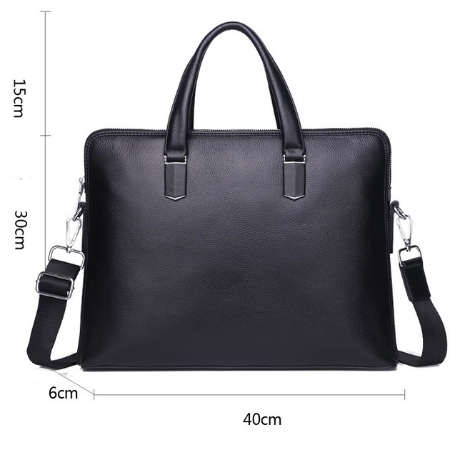 Кожаная мужская деловая сумка-портфель портфель для ноутбука черный Tiding Bag 64028 - Фото 10 Кожаная мужская деловая сумка-портфель портфель для ноутбука черный Tiding Bag 64028 - изображение 10