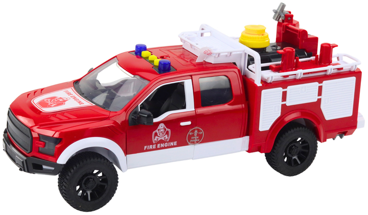 Zabawka LEAN Toys Samochód strażacki gaśniczy z wodą oraz ze światłami i dźwiękami 1:12 Biało-czerwony 24714 (5905991057642) - obraz 3