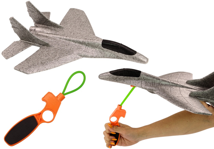 Іграшка LEAN Toys Літак-винищувач з пінопласту з рогаткою і катапультою Сірий 19064 (5905991020004) - зображення 2