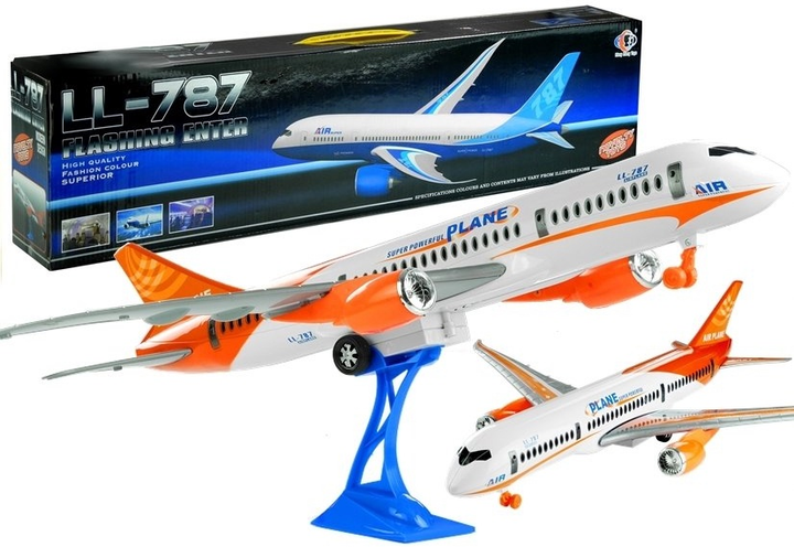Zabawka LEAN Toys Samolot pasażerski z napędem z podstawką 65 cm Biały 3581 (5902808156819) - obraz 2