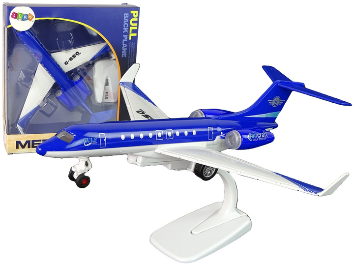 Zabawka LEAN Toys Samolot pasażerski G-650 z napędem oraz ze dźwiękiem i światłami metalowy Niebieski 11202 (5905679070901) - obraz 2