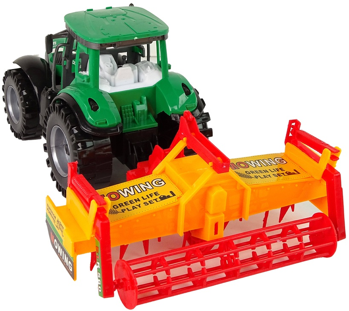 Zabawka LEAN Toys Traktor z kultywatorem z napędem Zielono-pomarańczowy 14842 (5905515353076) - obraz 5