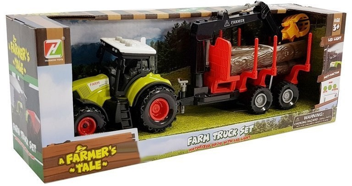 Zabawka LEAN Toys Traktor z przyczepą leśną z drewnem i ramieniem 5847 (5905323219298) - obraz 1