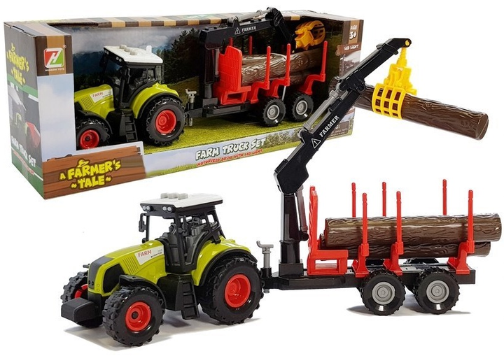 Zabawka LEAN Toys Traktor z przyczepą leśną z drewnem i ramieniem 5847 (5905323219298) - obraz 2