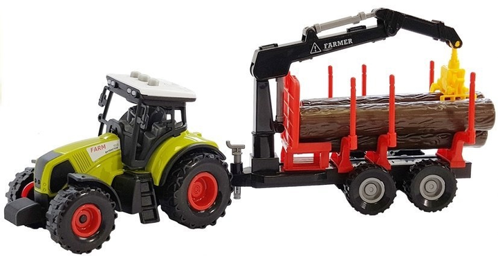 Zabawka LEAN Toys Traktor z przyczepą leśną z drewnem i ramieniem 5847 (5905323219298) - obraz 3