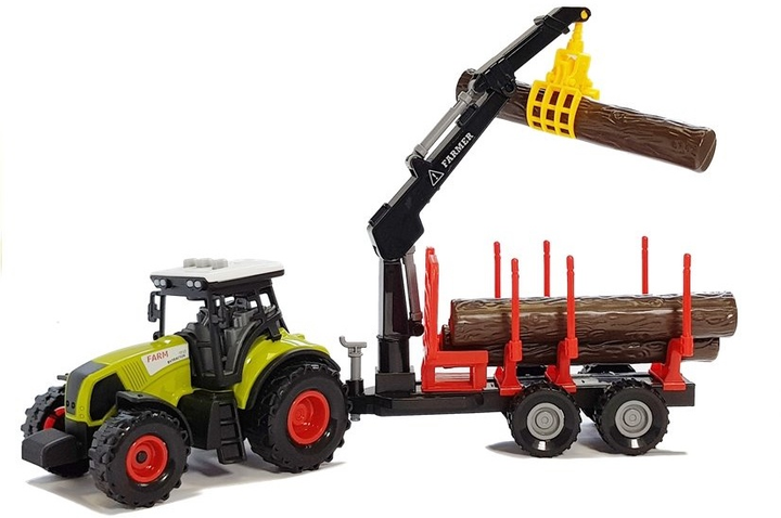 Zabawka LEAN Toys Traktor z przyczepą leśną z drewnem i ramieniem 5847 (5905323219298) - obraz 4