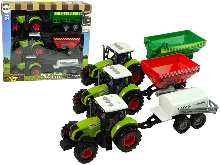 Zestaw LEAN Toys Farma Traktory z naczeppami i opryskiwaczem 3 szt 9952 (5904204758093) - obraz 2