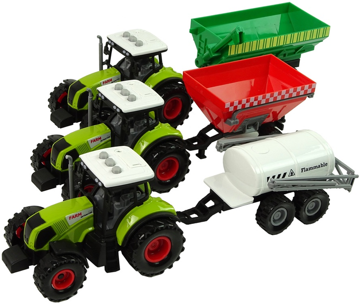 Zestaw LEAN Toys Farma Traktory z naczeppami i opryskiwaczem 3 szt 9952 (5904204758093) - obraz 3