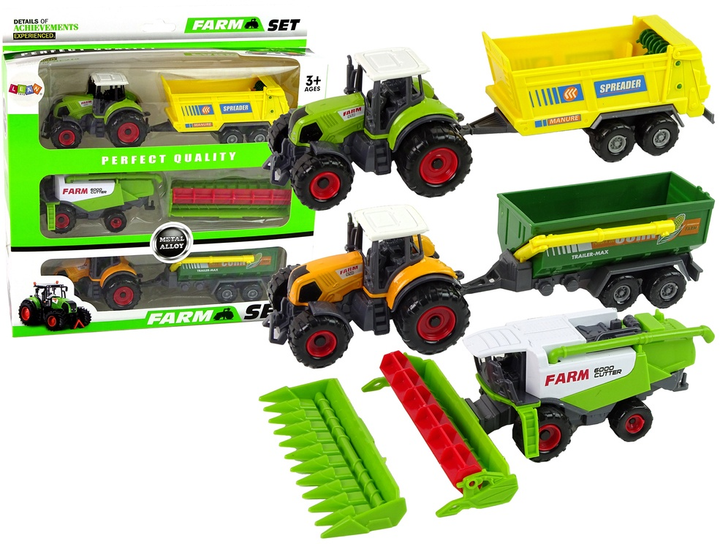Zestaw maszyn rolniczych LEAN Toys Traktory z przyczepami 2 szt + Kombajn 14832 (5905515352970) - obraz 2
