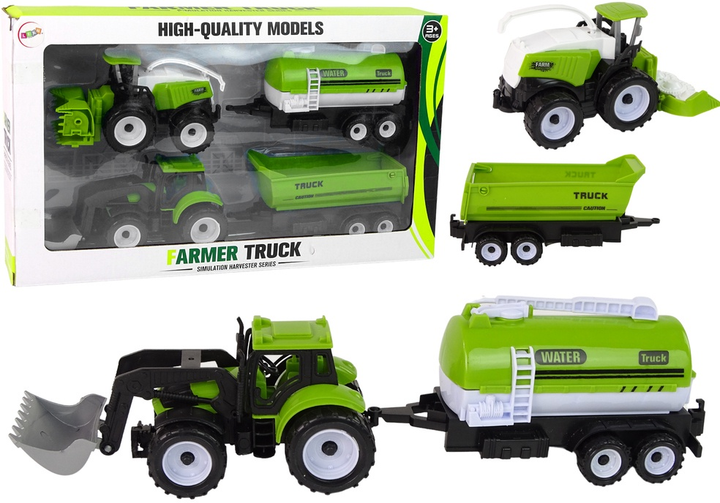 Zestaw pojazdów farmerskich LEAN Toys Traktor + Kombajn + Cysterna + Naczepa 12127 (5904665998687) - obraz 1