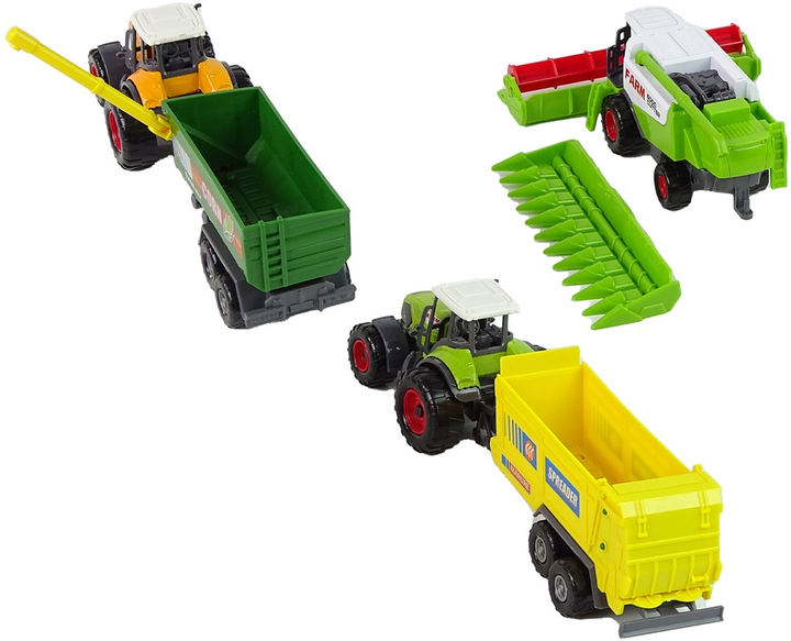 Zestaw maszyn rolniczych LEAN Toys Traktory z przyczepami 2 szt + Kombajn 14832 (5905515352970) - obraz 4