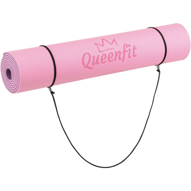 Коврик для фитнеса и йоги Queenfit TPE 0 5 см розово-фиолетовый гимнастический коврик мат для тренировок - изображение 9