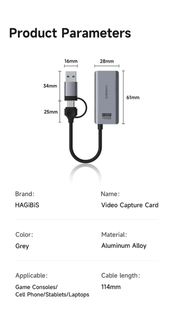Внешняя карта видеозахвата Hagibis USB 3.0 з 100W PD | HDMI to USB/Type-C - изображение 9