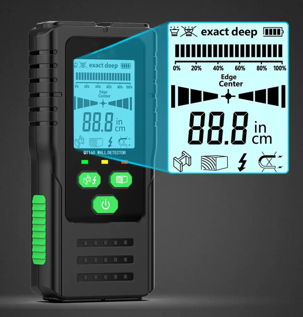 Детектор скрытой проводки, металла и дерева 4 в 1 R&D QT160 - изображение 2