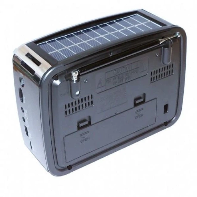Сучасний радіоприймач акумуляторний GOLON RX-455 SOLAR USB+SD сонячна батарея FM радіо LED ліхтарик Silver - изображение 4