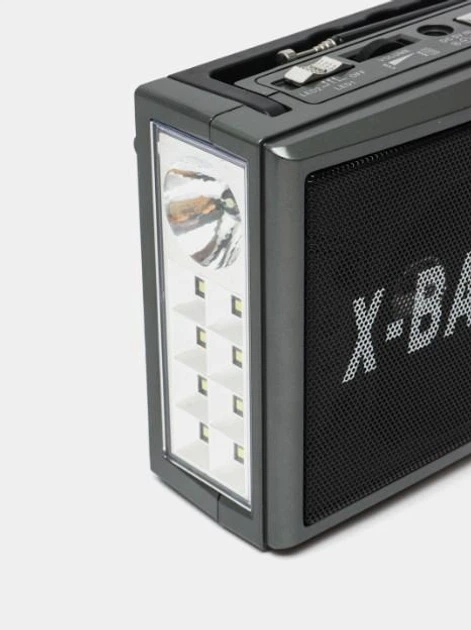 Портативний акумуляторний радіоприймач Golon RX-177 з вбудованим LED ліхтариком від батарейок чи мережі Сірий - изображение 3