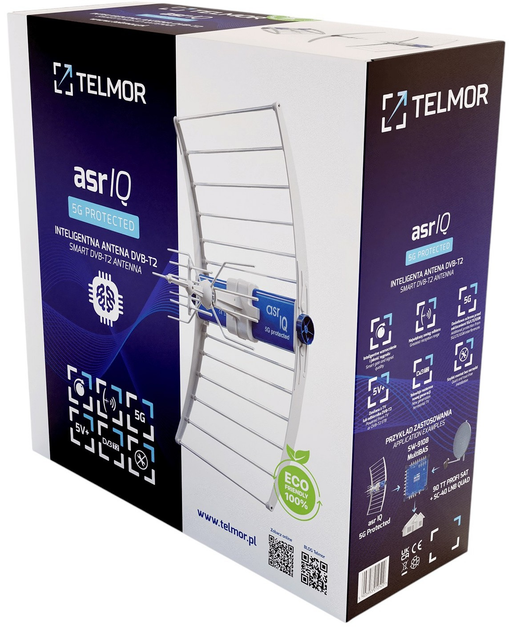 Antena TV Telkom Telmor DVB-T/T2 ASR IQ 5G 700 Protected 2023 z zasilaczem ZZA-7 (5903953010636) - obraz 5