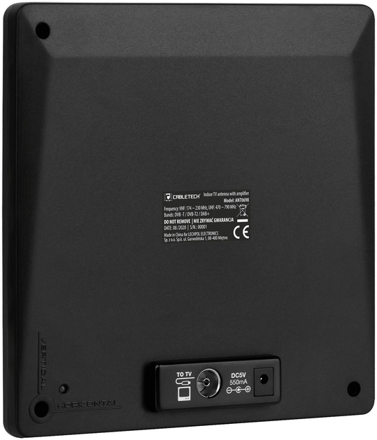 Antena pokojowa Cabletech DVB-T2 z filtrem LTE (5901890060400) - obraz 2