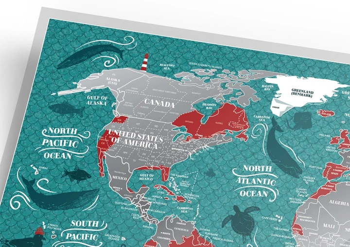 Пластиковая скретч-карта мира Travel Map, Marine - изображение 3